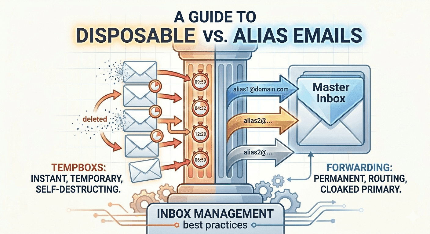 Illustration for “A Guide to Disposable vs. Alias Emails”