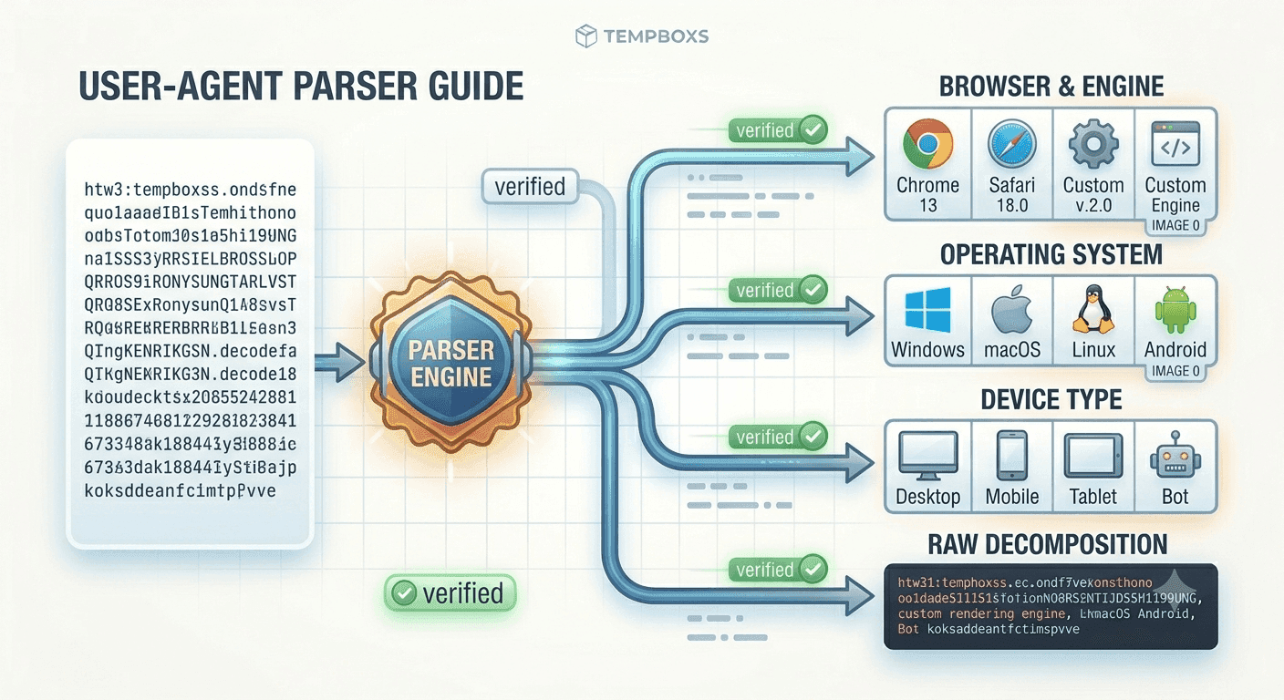 Illustration for “User Agent Parser Guide: Understand Browser, Device, and Bot Clues”